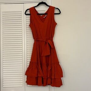 Calvin Klein size 4 rust dress with ruffles